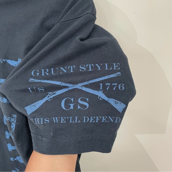 Grunt Style Infantry Tee Shirt Men’s Large Blue American Flag Patriot - Picture 3 of 6